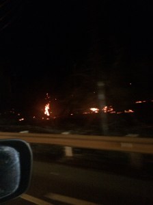 Fires still burning roadside
