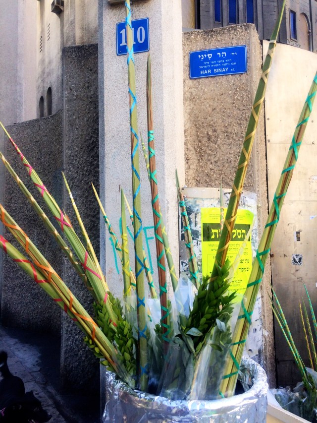 Lulavs outside of the synagogue