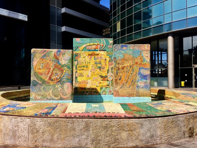 Nachum Gutman mosaic wall at Shalom Tower