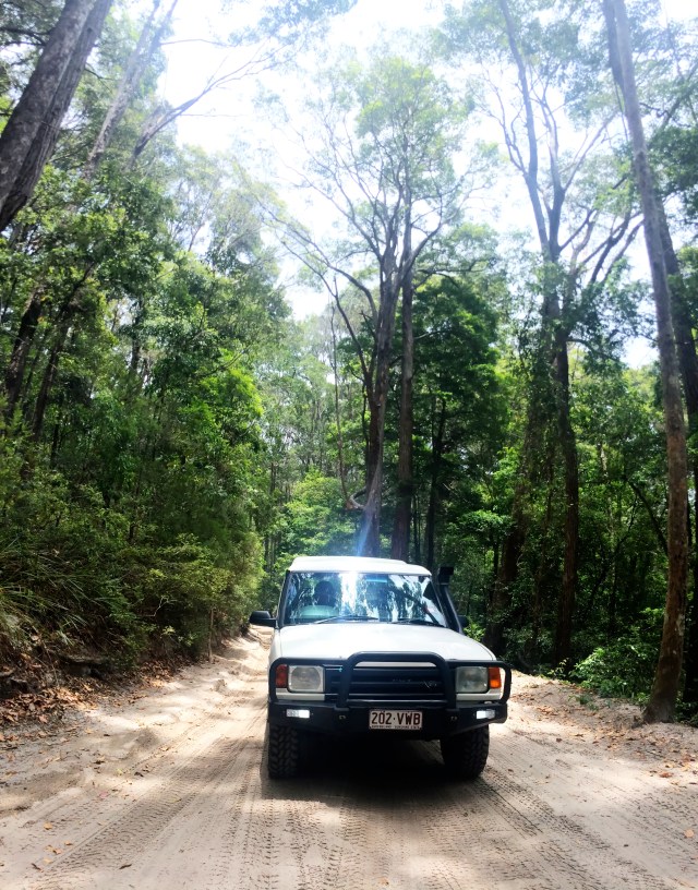 Rental suv on Fraser Island